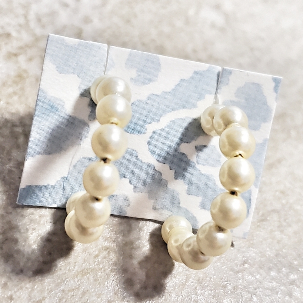J.CREW Pearl Hoop Earrings